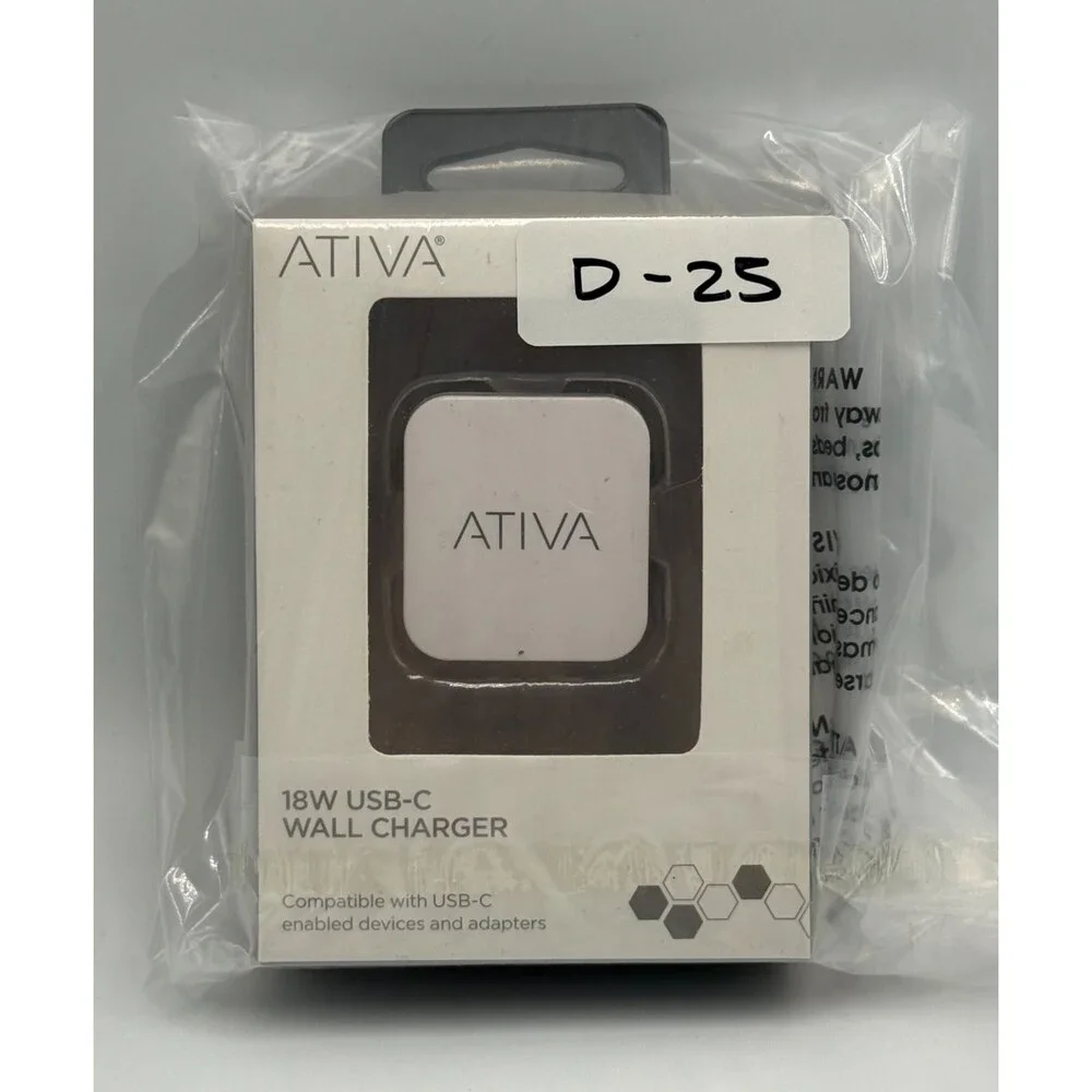 New Ativa 18 Watt USB C Wall Charger Adapter Plug for iPhone Android Samsung